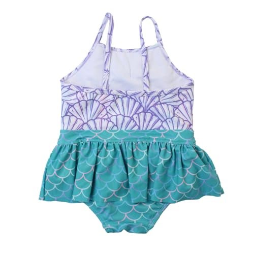 RuffleButts Girls UPF50+ Sun Protection Princess Sleeveless One Piece Swimsuit - Magical Mermaid, 2T - Image 3