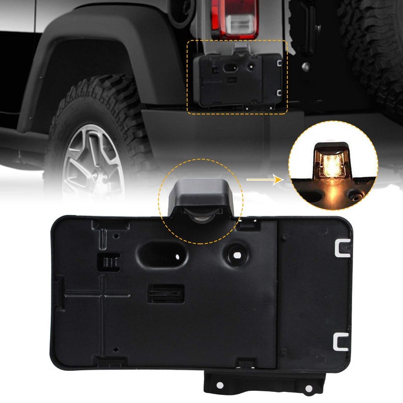 JeCar Fit for JK License Plate Holder Frame with Light Rear License Plate Mounting Bracket Compatible with 20072017 Jeep Wrangler JK JKU Sahara Rubicon X Sport Unlimited