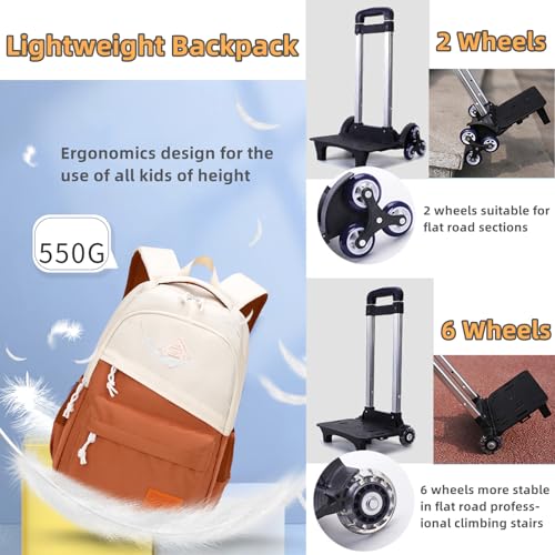 Armbq Rolling Backpack for Boys Girls School BookBag with Wheels Kids Luggage Trolley Back Pack on Wheels Elementary Travel Bag - Image 5