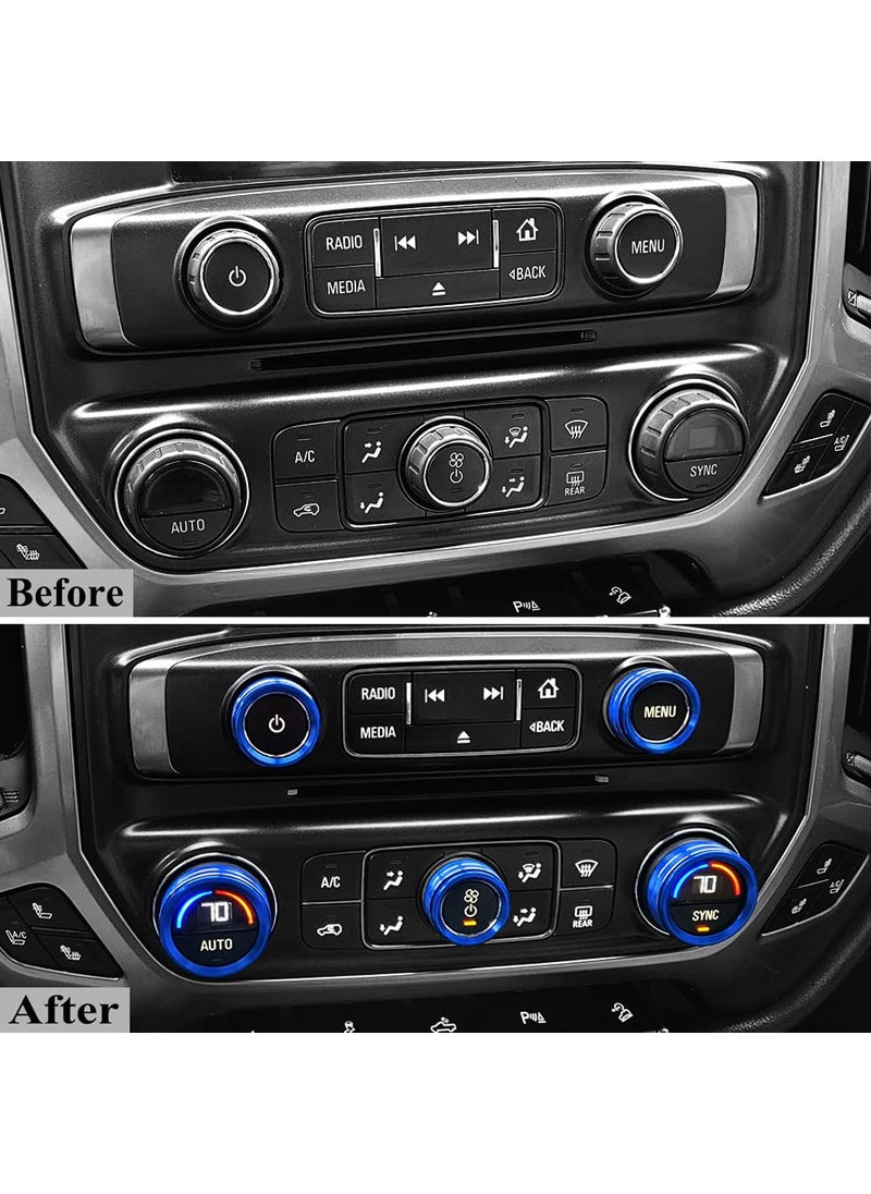 Thor-Ind Thor-Ind AC Audio Knob Cover Compatible with Chevrolet Chevy Suburban Tahoe GMC Acadia Yukon Terrain Dash Auto Climate Control Volume Turn Signal 4WD Light Switch Knob Button Cover Trim Ring (Blue)  - Image 3