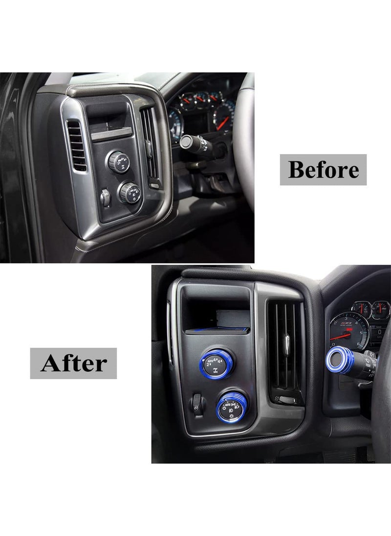 Thor-Ind Thor-Ind AC Audio Knob Cover Compatible with Chevrolet Chevy Suburban Tahoe GMC Acadia Yukon Terrain Dash Auto Climate Control Volume Turn Signal 4WD Light Switch Knob Button Cover Trim Ring (Blue)  - Image 5