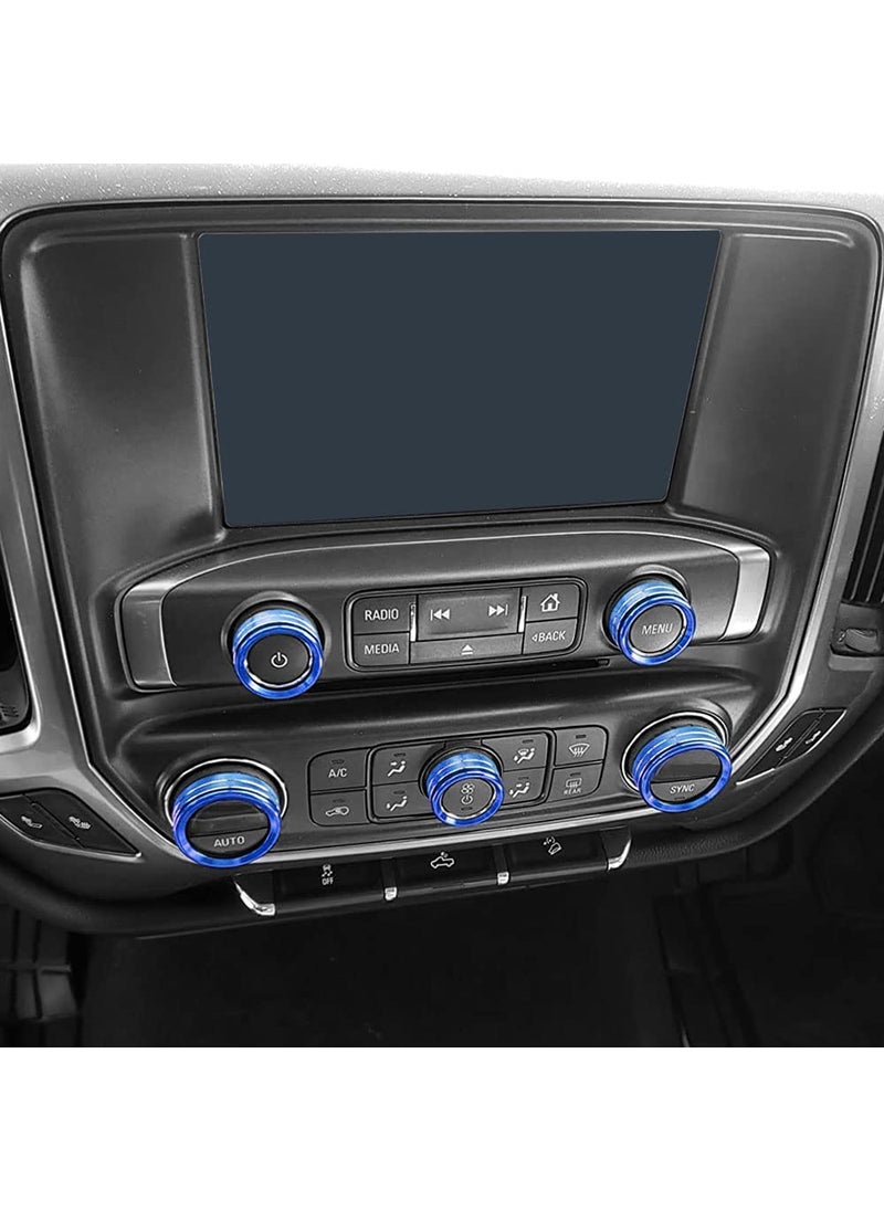 Thor-Ind Thor-Ind AC Audio Knob Cover Compatible with Chevrolet Chevy Suburban Tahoe GMC Acadia Yukon Terrain Dash Auto Climate Control Volume Turn Signal 4WD Light Switch Knob Button Cover Trim Ring (Blue)  - Image 4