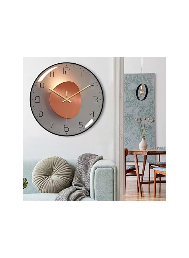 Raxoom Wall Clock 12-inch Silent Non-Ticking Round Classroom Clock 3D Curved Glass Large Wall Clock Battery Operated Easy to Read Decorative Wall Clocks Stylish Kitchen Wall Clock(Orange) - Image 3