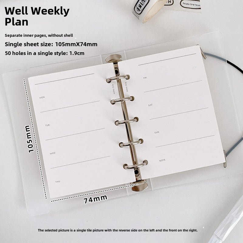 Generic Domestic Kumamoto Paper M5 A8 Grid Line Planner Refill 5-Hole Pages Weekly plan 74*105mm (punched) 
