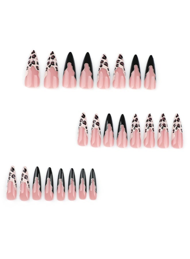 French Leopard Print Press-On Nails | Extra Long Stiletto Fake Nails for Fall & Winter - Fashion False Nails for Women - Image 3