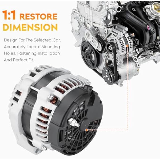AEagle New Alternator for 07-14 Cadillac Escalade ESV EXT Chevy Avalanche Silverado 1500 2500 3500 Suburban Tahoe GMC Sierra Yukon, Hummer H2, 1-2990-01DR, 90-01-4558, 15093928, 15857608, 8301N - Image 3
