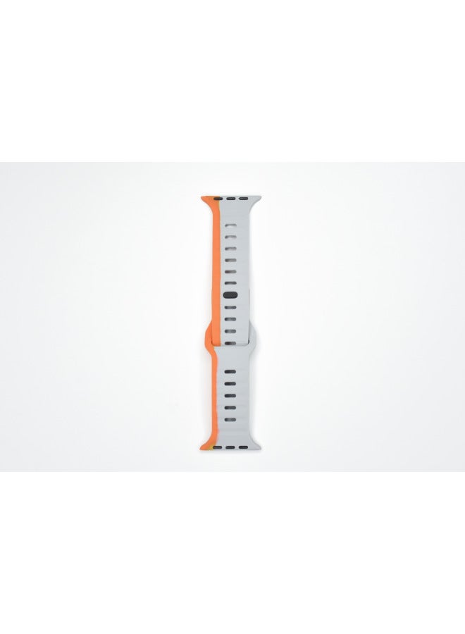 Sporty Silicone Apple Watch Band With Colorful Diamond Frame Suitable For All Models Of Apple Watch By Boligao-Color:42/44/45/49mm Light Gray Orange - Image 1