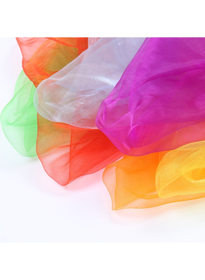 60*60 Style Gauze Dance Scarf Solid Color Nylon Versatile Magic Children's Performance Props Sailor Dance Silk Scarf-Color:fluorescent Green-Specifications:60cm*60cm  - Image 5