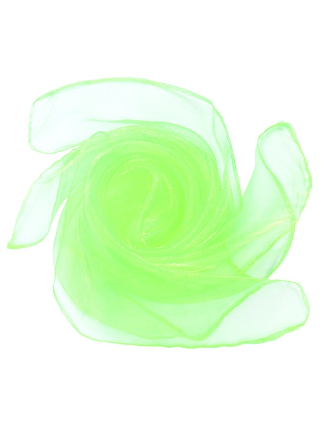 60*60 Style Gauze Dance Scarf Solid Color Nylon Versatile Magic Children's Performance Props Sailor Dance Silk Scarf-Color:fluorescent Green-Specifications:60cm*60cm  - Image 1