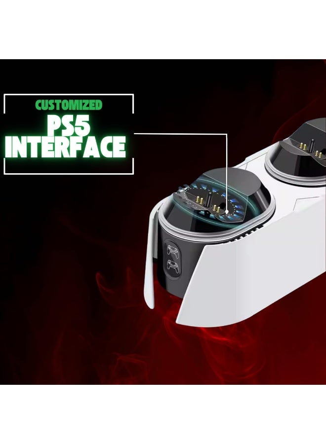 دلتا جيمينج محطة شحن وحدة تحكم PS5 من Delta Gaming - شاحن مزدوج أنيق لوحدة التحكم مع مؤشرات LED لإعداد نظيف وجاهز - محطة شحن سريعة مدمجة مع واجهة Type-C لطاقة سهلة - Image 3