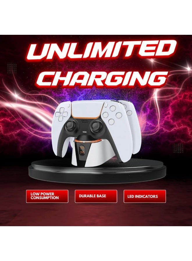 دلتا جيمينج محطة شحن وحدة تحكم PS5 من Delta Gaming - شاحن مزدوج أنيق لوحدة التحكم مع مؤشرات LED لإعداد نظيف وجاهز - محطة شحن سريعة مدمجة مع واجهة Type-C لطاقة سهلة - Image 4