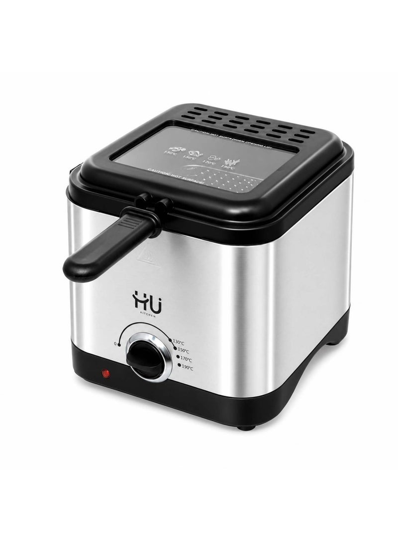 H U Deep Fryer 1.5L – Electric Fryer with Separate Frying Basket, Adjustable Thermostat Control & Non-Stick Inner Pot with Viewing Window - Image 4