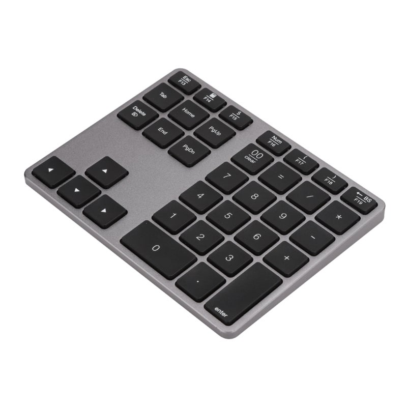 Wireless Numeric Keypad: 35 Keys Iron Gray Aluminum Alloy Ultra-Thin - Bluetooth 5.0 Dual System Compatible - Rechargeable External Keypad for Windows And Mac OS Users - Image 2