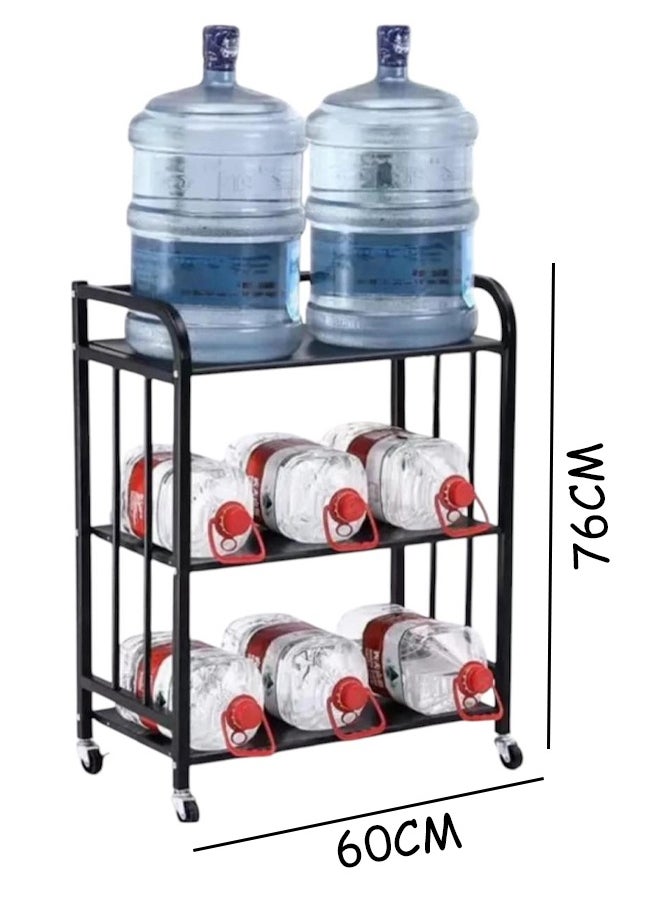 Cady One 3-Tier Iron Kitchen Storage Rack, Metal Storage Rack with Wheels 76*60cm, Kitchen Organizer Stand  - Image 2