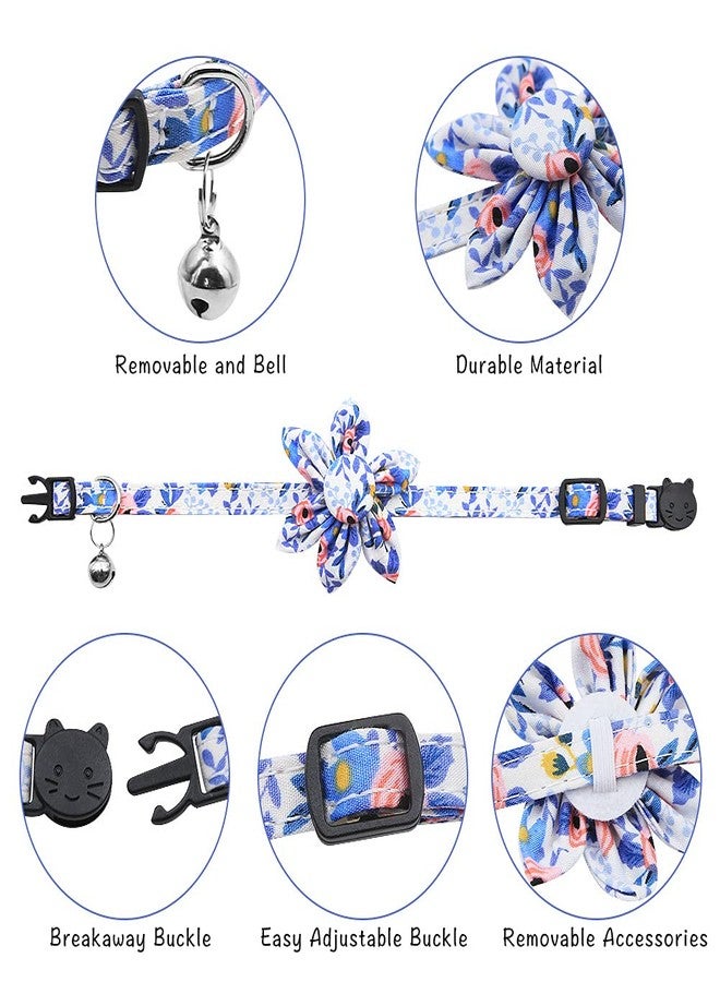 فلايان طوق قطط قابل للتعديل من فلايان، عبوة من 3 قطع، مزود بجرس، طوق ناعم مزين بزهرة عباد الشمس، مناسب للقطط الصغيرة والجراء والكلاب الصغيرة. - Image 3