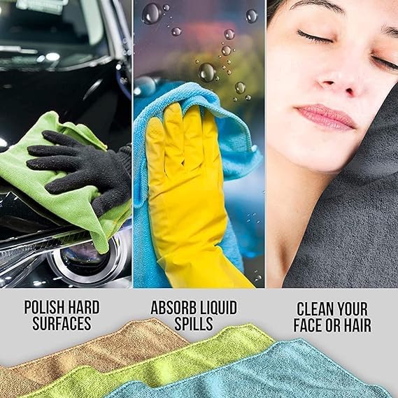 iCooker 12 Pack Microfiber Cloths Cleaning Supplies Get LintFree Polished Results Micro Fiber Cleaning Towels Chemical Free Kitchen Towel Clean Windows Cars - Image 5