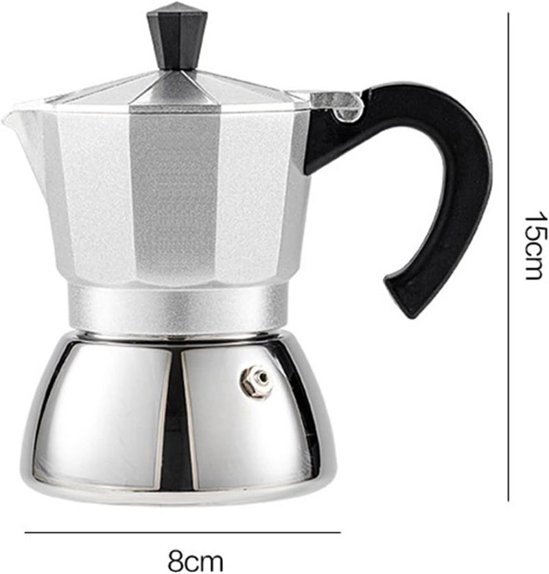 Coffeemaker Pots Coffee Pot Octagonal Aluminum Stainless Steel Coffee(150 ml black) - Image 4