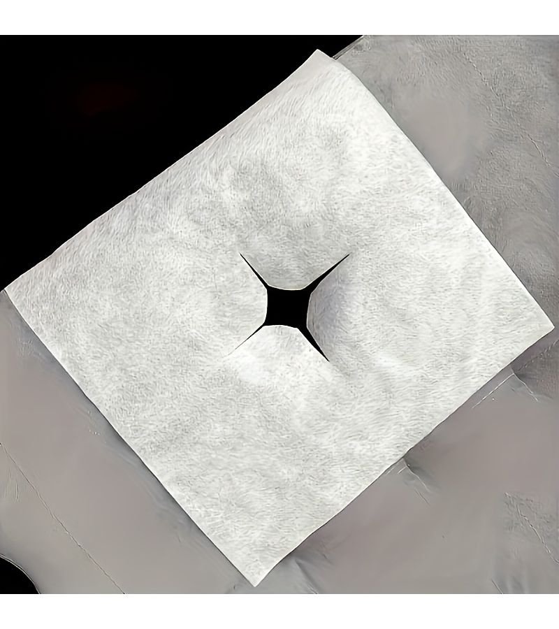 100pcs Square Non Woven Fabric Pearl White Disposable SPA Massage Face Towels for Soft Breathable Skincare - Image 1