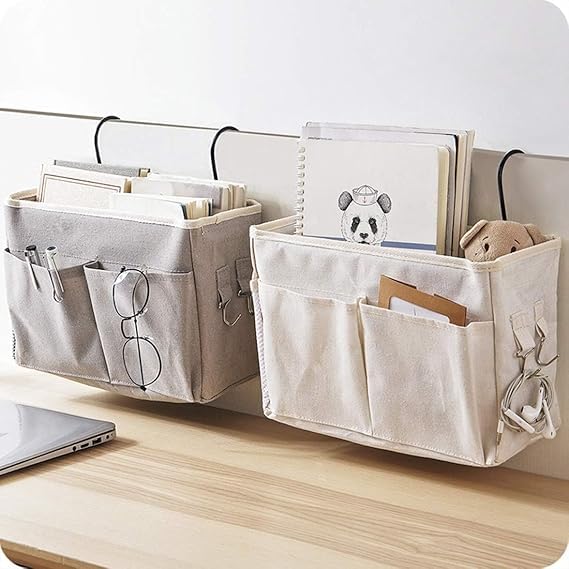 SHOPECOM SHOPECOM Bedside Hanging Storage Basket Bedroom Accessories Bedside Caddy Bed Side Storage Organiser Multipurpose cloth hanging shelf bed hanging basket Hostel  - Image 2