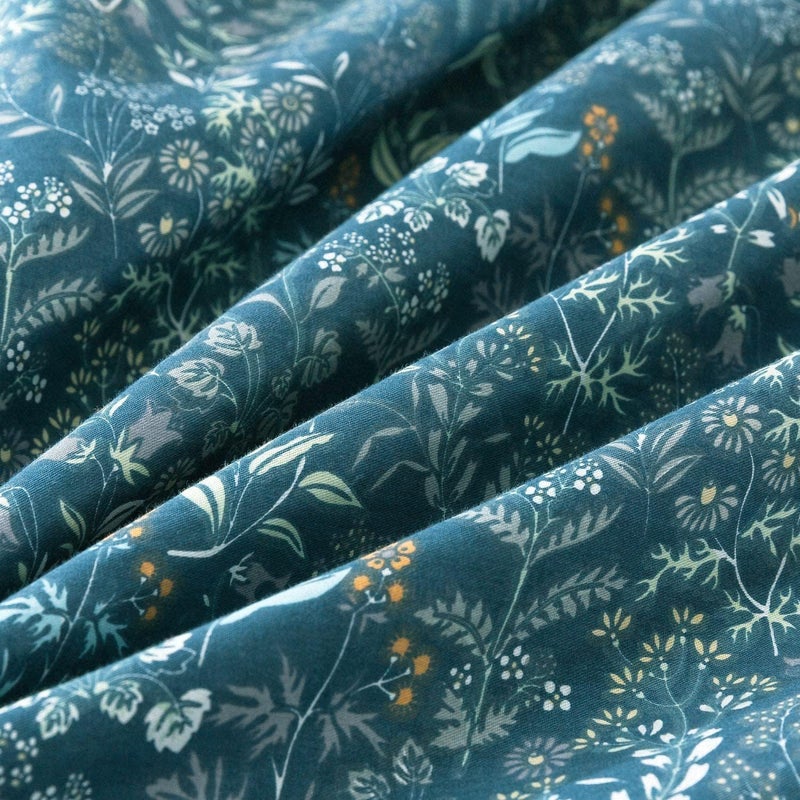 EAVD Reversible Botanical Floral Duvet Cover Queen Soft Cotton Flower Pattern Blue Duvet Cover with 2 Pillowcases Chic Shabby Garden Floral Comforter Set for Girls Women - Image 3