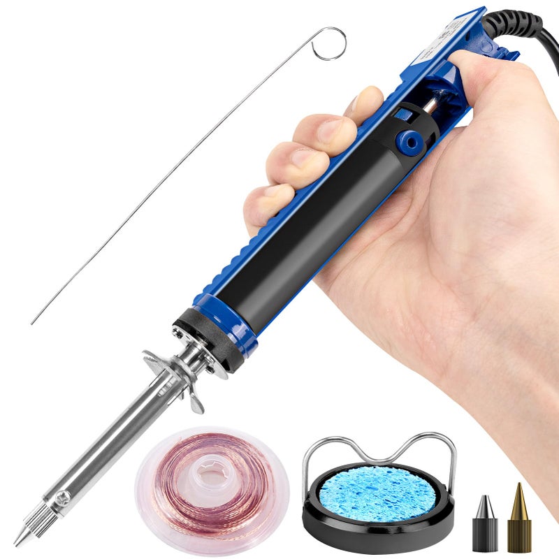 K KERNOWO 929D-V Electric Desoldering Soldering Iron Sucker - Desoldering Pump Tool with 1.0mm & 1.2mm Nozzles, Desoldering Gun with Wick & Cleaning Pin for Through-Hole Solder Removal - Image 1