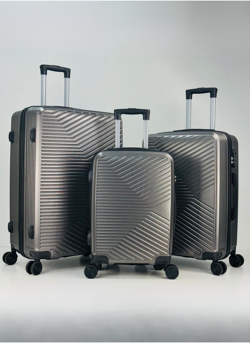 SAW & SEE Premium Hard Shell Luggage Set – 3-Piece Durable Strong Suitcase Set, Lightweight ABS Trolley Bags with Smooth Rotating Spinner Wheels, Security Combination Lock, Telescopic Handle, Traveling Bag Suitcases – 12 KG /23 KG /35 KG - 20" / 24" / 28" – DARK GREY  - Image 1