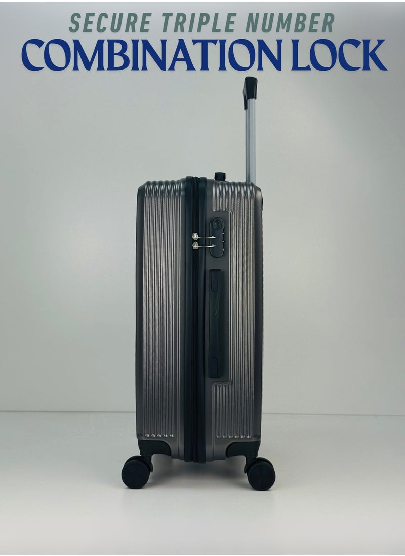 SAW & SEE Premium Hard Shell Luggage Set – 3-Piece Durable Strong Suitcase Set, Lightweight ABS Trolley Bags with Smooth Rotating Spinner Wheels, Security Combination Lock, Telescopic Handle, Traveling Bag Suitcases – 12 KG /23 KG /35 KG - 20" / 24" / 28" – DARK GREY  - Image 4
