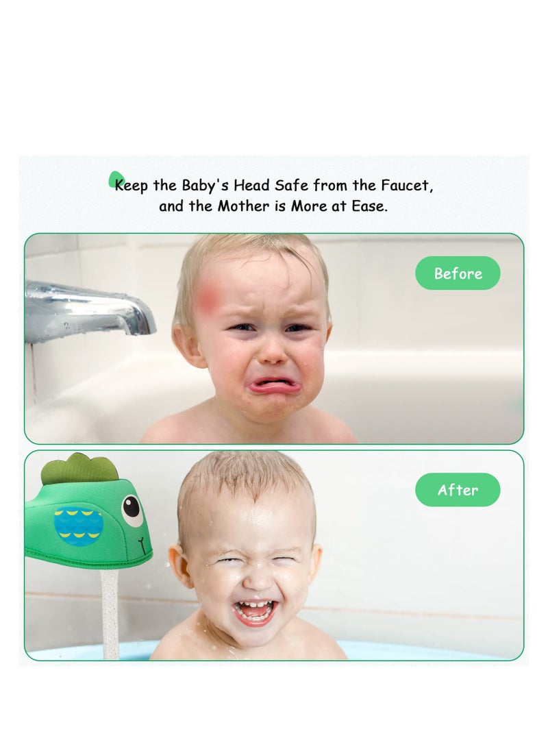Excefore - Cap the Tap Bath Spout Cover, Bath Spout Cover for Bathtub, Baby Shower Protector Cover from Bumping Head During Bathing Time, Whale Design Making for Enjoyable Safe Bath, Green - Image 1