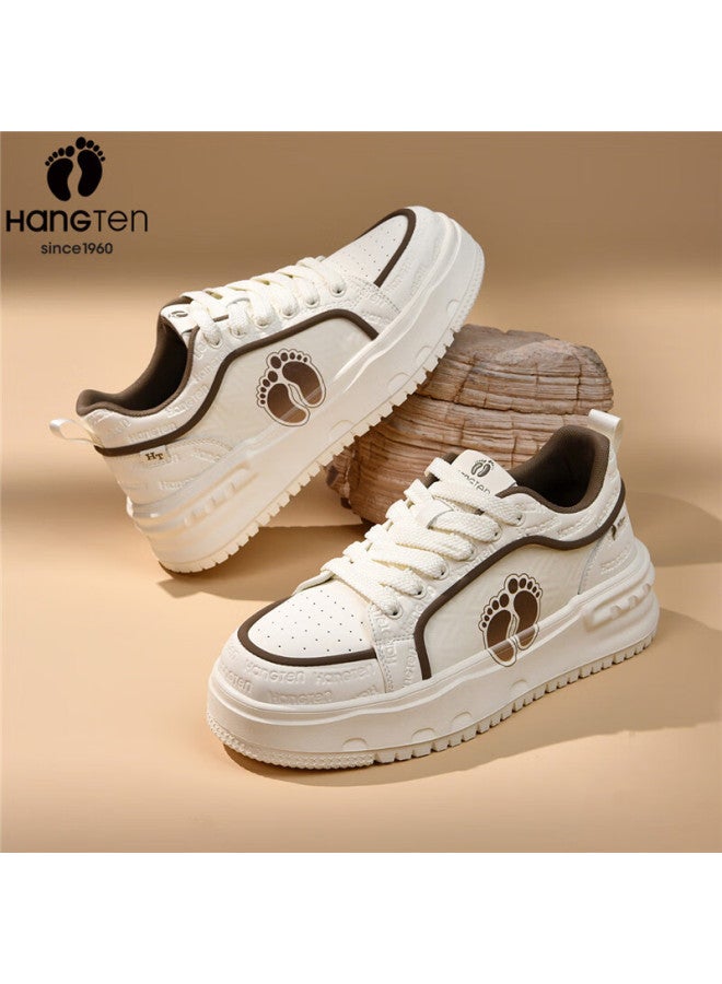 Hang Ten Men's Fashion Casual Skate Shoes Embossed Logo Trendy White Sneakers Soft Sole Lightweight Comfortable Shoes - Image 2