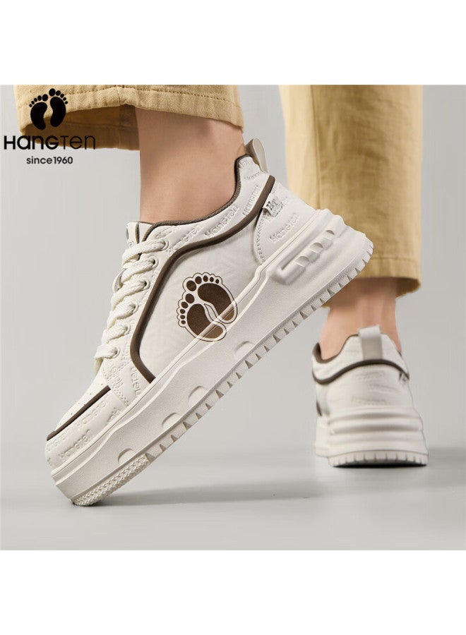 Hang Ten Men's Fashion Casual Skate Shoes Embossed Logo Trendy White Sneakers Soft Sole Lightweight Comfortable Shoes - Image 3