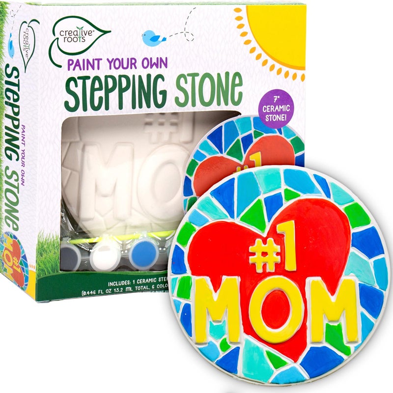 Creative Roots Paint Your Own #1 MOM Stepping Stone, Craft Kits for Kids, Ceramics to Paint, Ages 6+ - Image 1