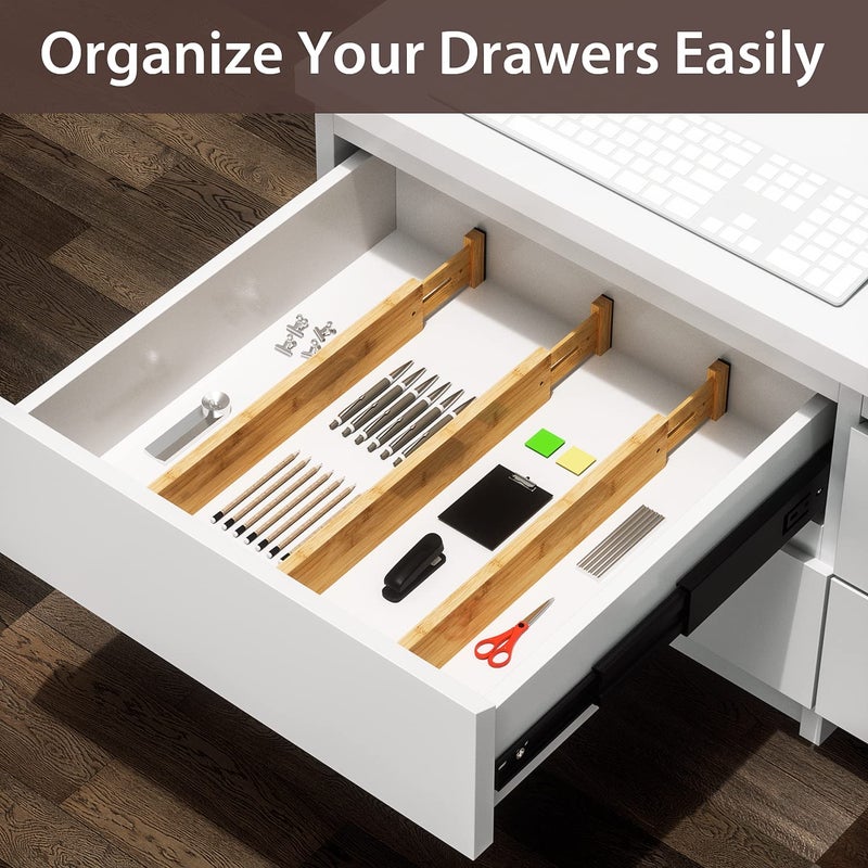 DUCOO 4 PCS Drawer Divider, 17"-22" Adjustable Bamboo Drawer Dividers Organizers, Expandable Separators for Kitchen, Clothes, Dressers, Home, Office - Image 5