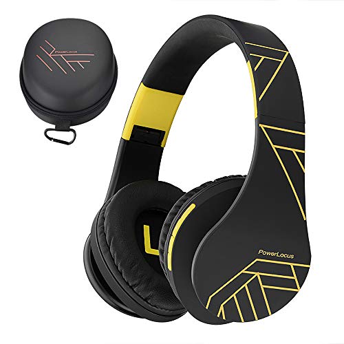 PowerLocus Bluetooth Over-Ear Headphones, Wireless Stereo Foldable Headphones Wireless and Wired Headsets with Built-in Mic, Micro SD/TF, FM for iPhone/Samsung/iPad/PC (Black/Yellow) - Image 1