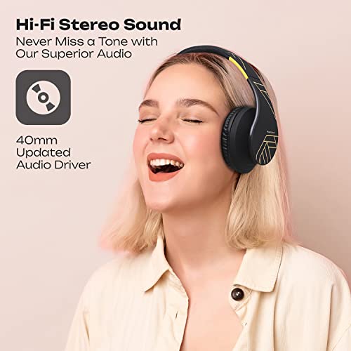 PowerLocus Bluetooth Over-Ear Headphones, Wireless Stereo Foldable Headphones Wireless and Wired Headsets with Built-in Mic, Micro SD/TF, FM for iPhone/Samsung/iPad/PC (Black/Yellow) - Image 5
