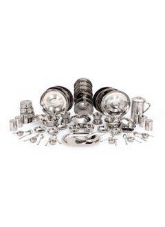 KITCHEN CLUE KITCHEN CLUE Premium Grade Quality Stainless Steel Dinner Gift Set of 61 pcs, High Glossy SS Dinnerware Set/Serveware with Silver Touch Finish  - Image 1