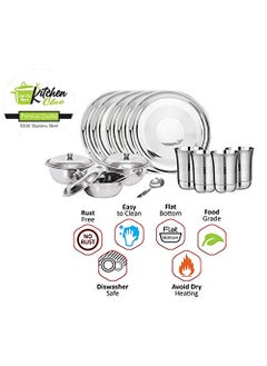 KITCHEN CLUE KITCHEN CLUE Premium Grade Quality Stainless Steel Dinner Gift Set of 61 pcs, High Glossy SS Dinnerware Set/Serveware with Silver Touch Finish  - Image 4
