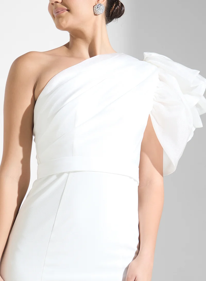 Iyra One-Shoulder Ruffle Dress