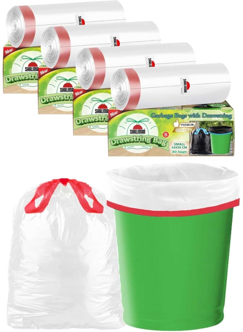 شاليمار بريميوم OXO - أكياس نفايات قابلة للتحلل البيولوجي شاليمار، 120 قطعة - حجم 5 جالون، بخاصية الرباط العلوي (Drawstring)، مع رائحة اللافندر – مقاومة للتسرب – تناسب صناديق نفايات 4 إلى 5 جالون – اللون أبيض – مقاس الكيس 152 × 206 سم. - Image 1