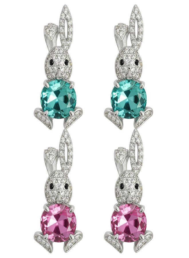 MIRJXB Easter Earrings, 2 Pair Easter Sparkly Bunny Stuff Jewelry, Holiday Jewelry Gift with Bunny Earrings Design, Easter Accessories for Spring Parties and Family Gatherings - Image 1