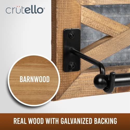 Crutello Rustic Towel Bar Toilet Paper Holder Set with Towel Ring for Bathroom- Wall Mounted Bathroom Racks - Barnwood, Galvanized Backing & Black Metal Bar, Farmhouse Décor - Image 4