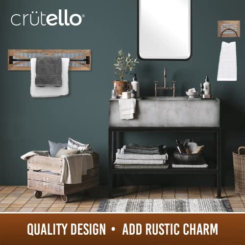 Crutello Rustic Towel Bar Toilet Paper Holder Set with Towel Ring for Bathroom- Wall Mounted Bathroom Racks - Barnwood, Galvanized Backing & Black Metal Bar, Farmhouse Décor - Image 5