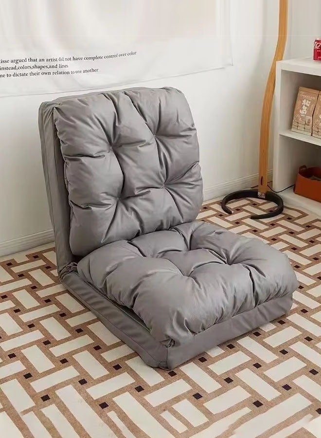 MLADEN Foldable Lazy Sofa Sleeper Bed 5-Position Adjustable 3 in 1 Convertible Sofa Sleeper No-wash Technical Cloth Cover Floor Gaming Sofa Couch for Bedroom Living Room Grey 60*130CM - Image 3