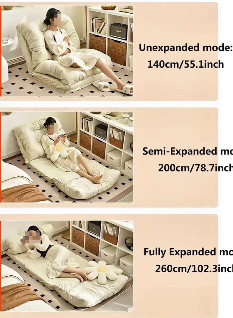 MLADEN Foldable Lazy Sofa Sleeper Bed 5-Position Adjustable 3 in 1 Convertible Sofa Sleeper No-wash Technical Cloth Cover Floor Gaming Sofa Couch for Bedroom Living Room Grey 60*130CM - Image 4