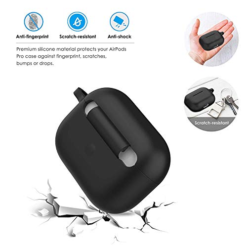 OJOS Elastomers Case with Keychain for EarPods Pro/3, Black - Image 4