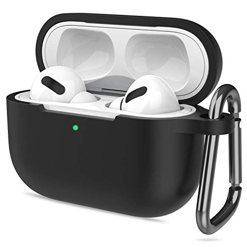 OJOS Elastomers Case with Keychain for EarPods Pro/3, Black - Image 1