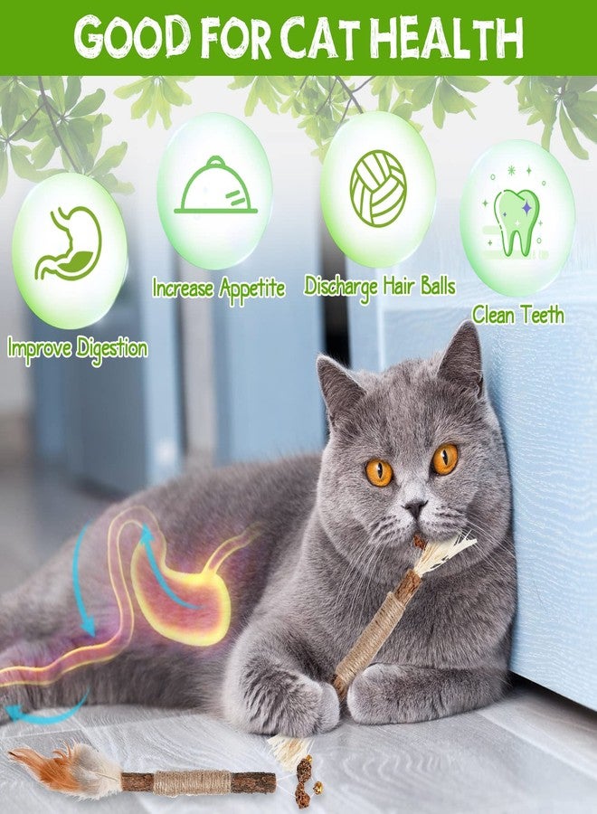 Eschen 4 Pack Natural Silvervine Sticks, Catnip Toy Cat Chews Stick Toys for Indoor Cats Kitten, Teeth Molar Cleaning Relieve Interactive Silvervine Cat Nips Toy with Bell, Reduce Boredom Cats Accessories - Image 3