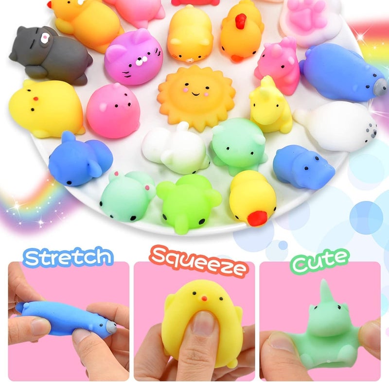 Moonmen 50pcs Random Mochi Squishy Toys, Kawaii Squishies Party Favors for Kids for Classroom Birthday Xmas Gifts Goodie Bag Mini Animals Mochi Squishy Stress Relief Sensory Toy (50pcs Mochi Squishy Toys) - Image 2