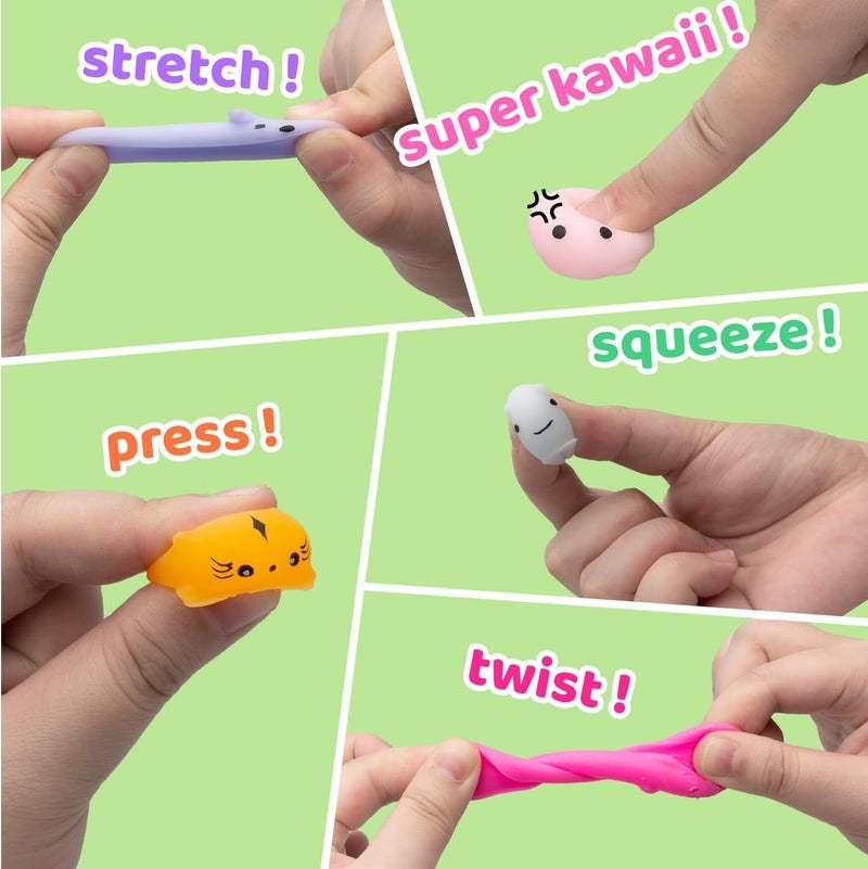 Moonmen 50pcs Random Mochi Squishy Toys, Kawaii Squishies Party Favors for Kids for Classroom Birthday Xmas Gifts Goodie Bag Mini Animals Mochi Squishy Stress Relief Sensory Toy (50pcs Mochi Squishy Toys) - Image 3