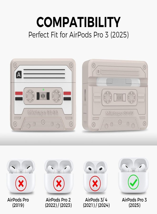 TRONWIN for AirPods Pro 3 Case - 2025 Retro Mixtape Design Case for Apple AirPods Pro 3rd Generation, Cute Silicone Air pods pro 3 Case Cover for Men/Women (Old Grey) - Image 2