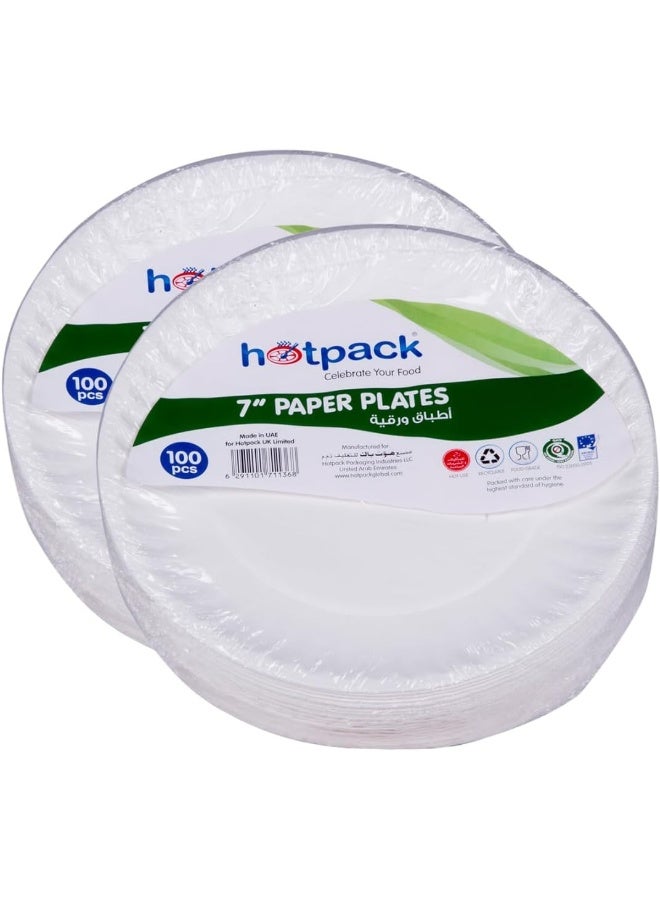 Hotpack أطباق ورقية قابلة للاستخدام مرة واحدة صديقة للبيئة من هوت باك 7 بوصة، عبوة 100 قطعة من 2